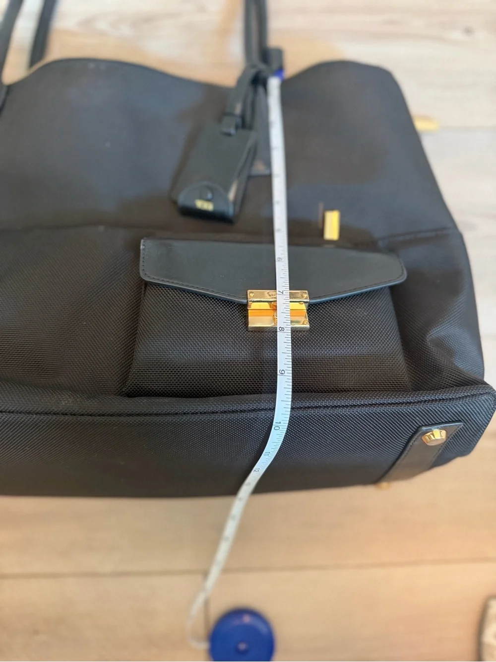 Tumi Black Nylon Laptop Tote with Gold Hardware